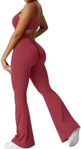 LUXEHAEVEN Women Sleeveless Flare Jumpsuits Fitness Yoga Long Pants LuxeHaeven