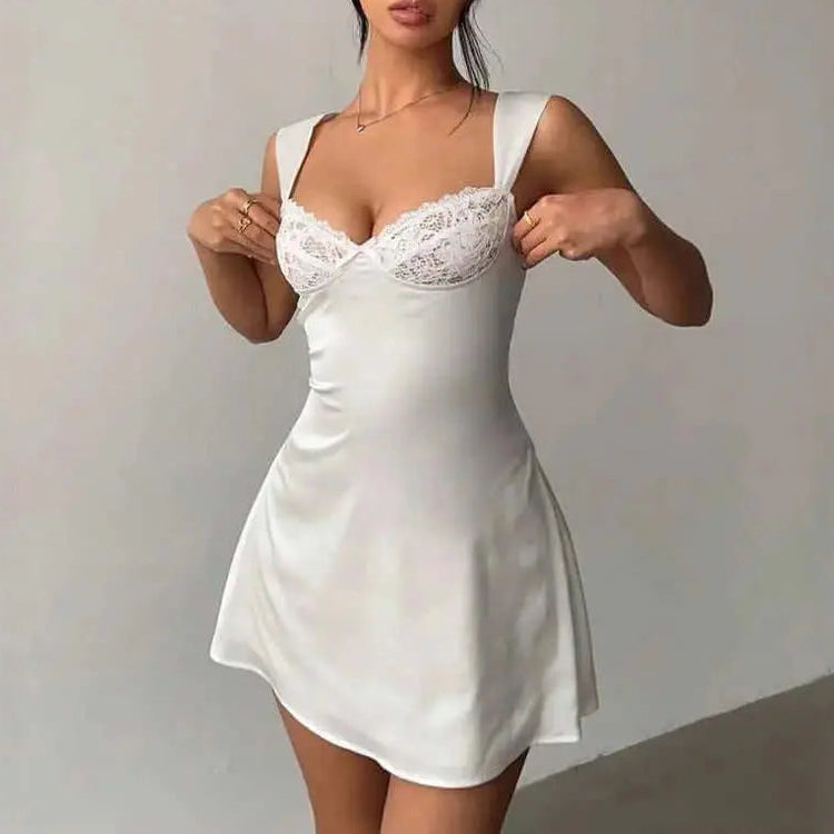 LUXEHAEVEN A-line Swing Dress Satin Loungewear For Women