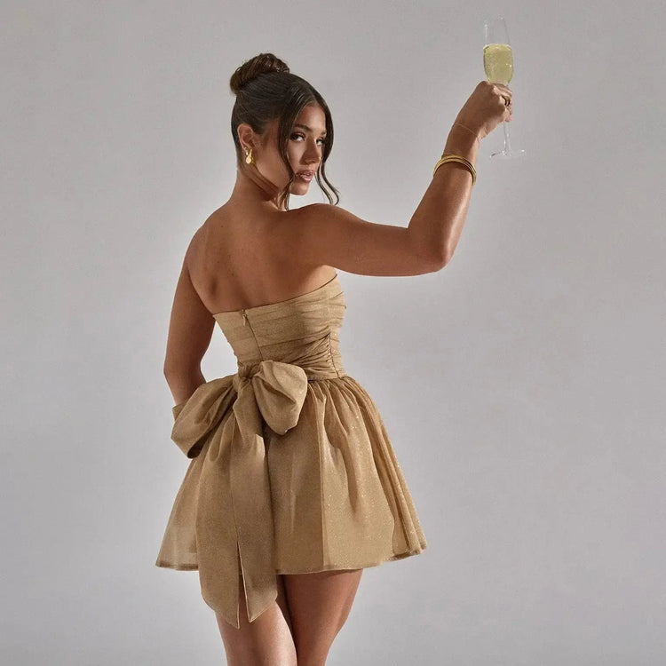 Vintage Tube Top Dress Mesh Party Dress Women Clothing 2024 Vestido Fashion Night Club Women Evening Dresses Sexy Mini 2736