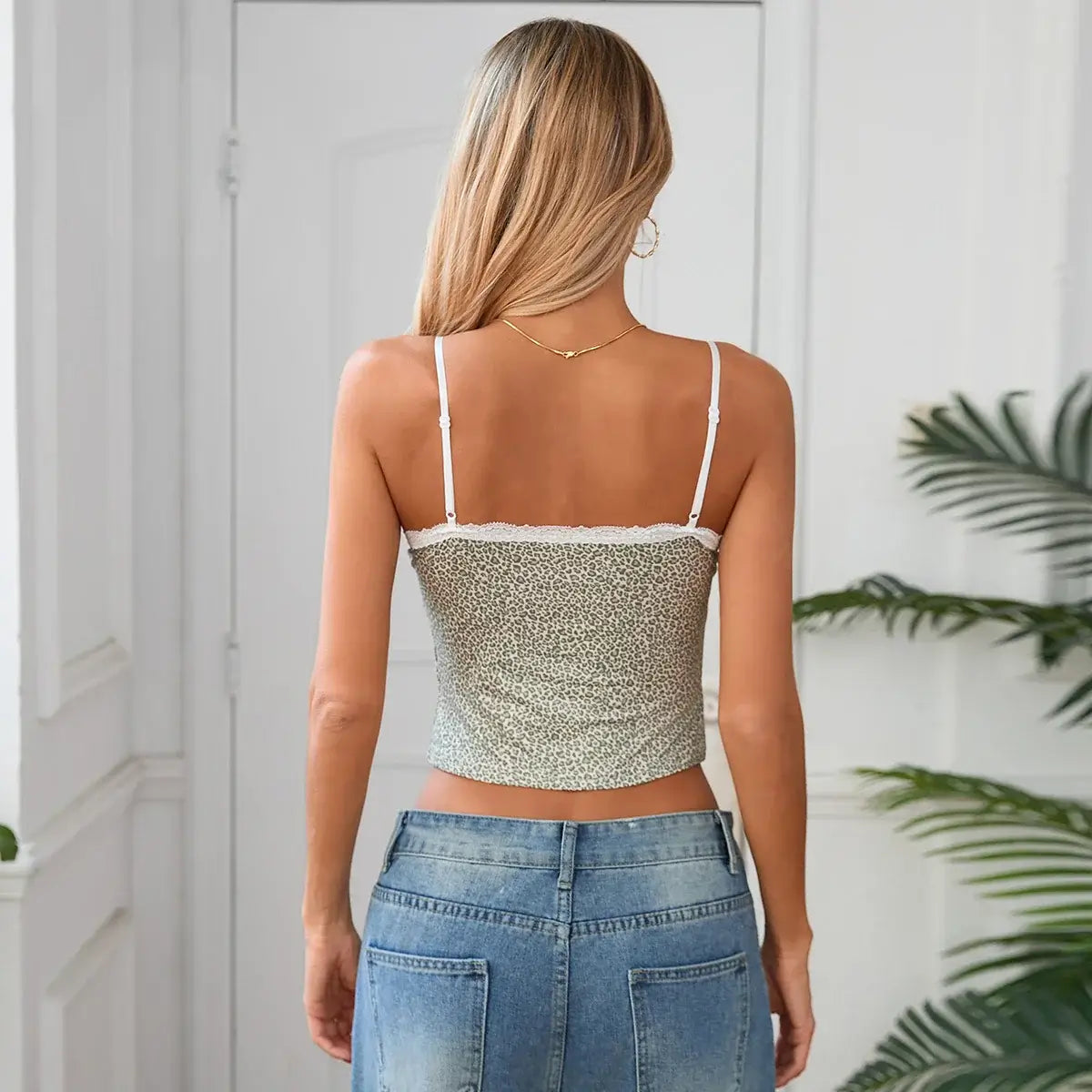 LUXEHAEVEN Leopard Lace Crop Camis