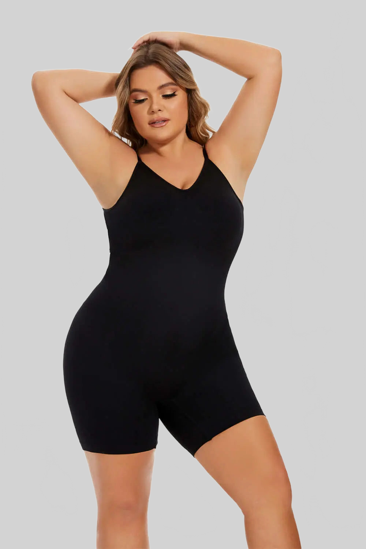 LUXEHAEVEN Simple Waist Fitted BELly Contracting And Hip Lifting Exposed Back Beauty Back Boxer Jumpsuit LuxeHaeven