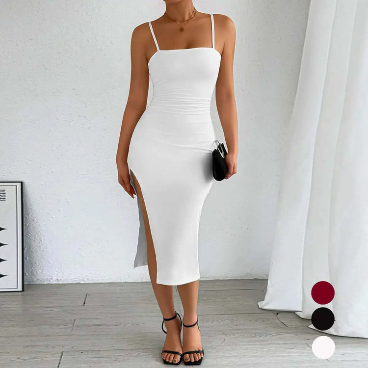 LUXEHAEVEN Strapless Sheath Dress With Open Back And Side Slit LuxeHaeven