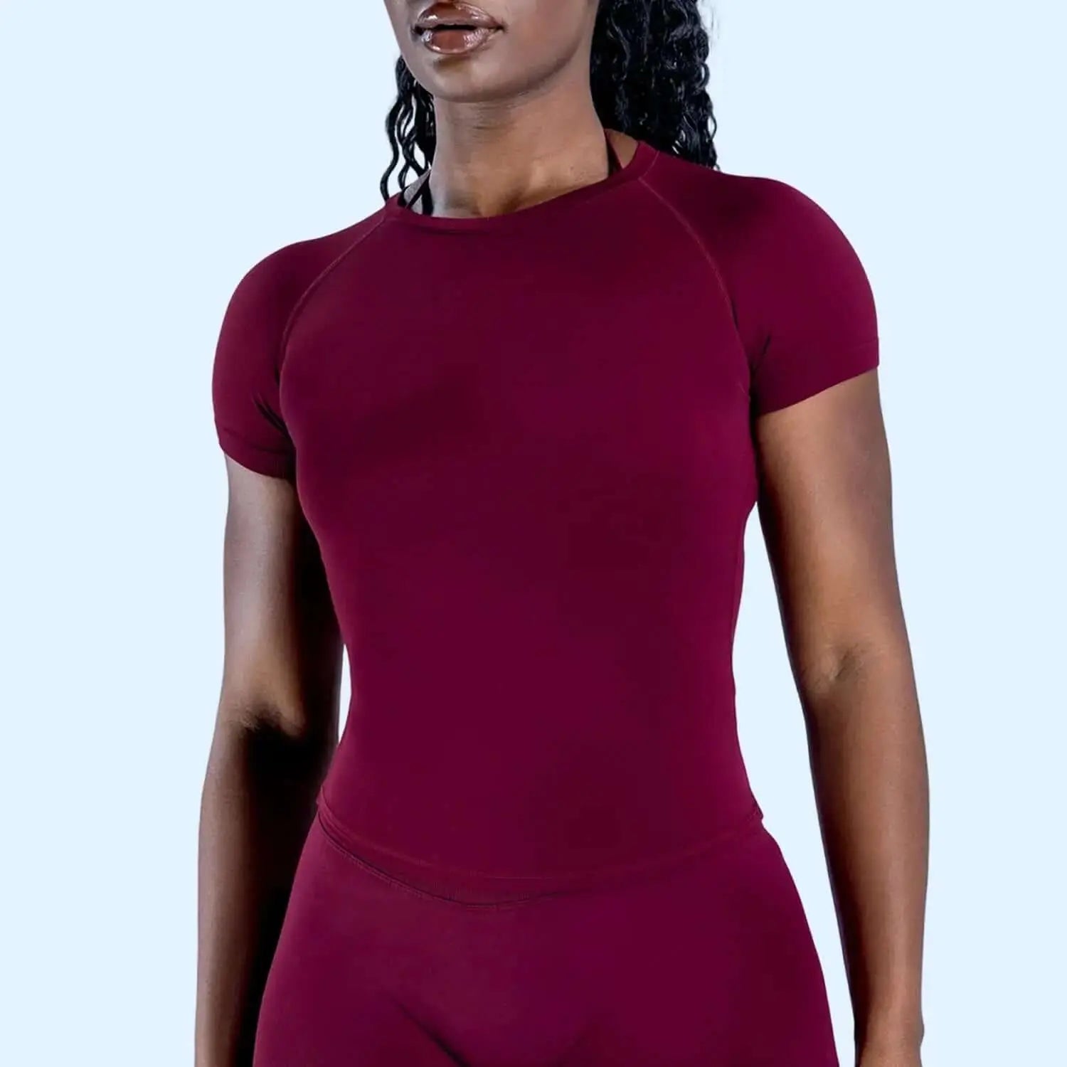 LUXEHAEVEN Figure-flattering Seamless Knit Short-sleeve Top For Fitness And Yoga LuxeHaeven