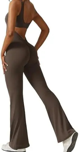 LUXEHAEVEN Women Sleeveless Flare Jumpsuits Fitness Yoga Long Pants LuxeHaeven