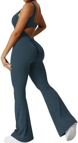 LUXEHAEVEN Women Sleeveless Flare Jumpsuits Fitness Yoga Long Pants LuxeHaeven