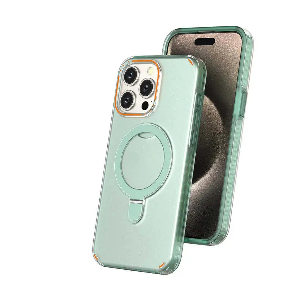 LUXEHAEVEN Colorful Magnetic Bracket Phone Case With Holder Stand Cover For Magesafe Magnetic Transparent Wireless Charge Case For Phone LuxeHaeven