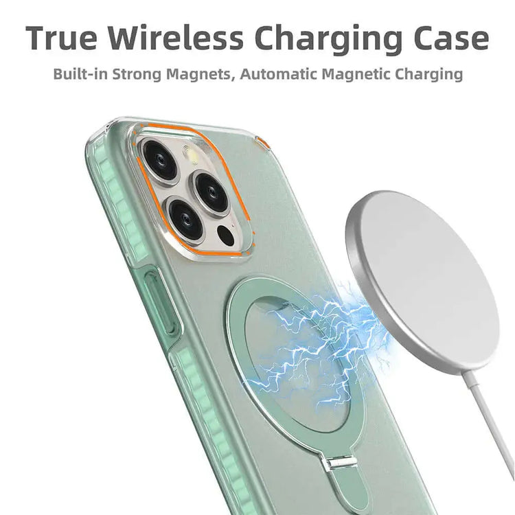LUXEHAEVEN Colorful Magnetic Bracket Phone Case With Holder Stand Cover For Magesafe Magnetic Transparent Wireless Charge Case For Phone LuxeHaeven
