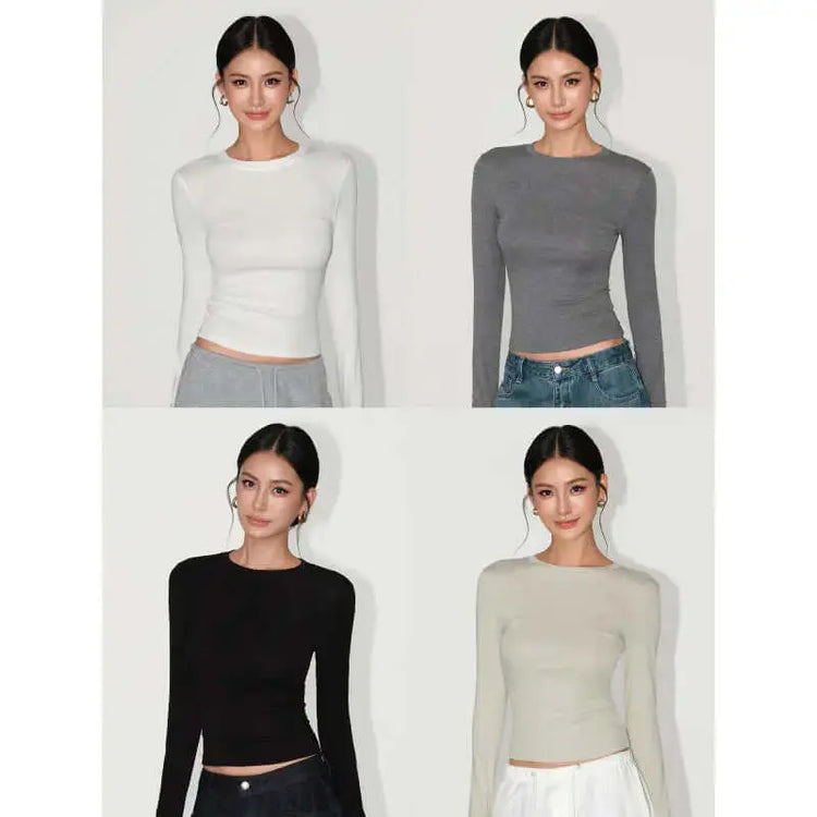 LUXEHAEVEN Slimming Figure-hugging Solid-color Base Top For Women LuxeHaeven