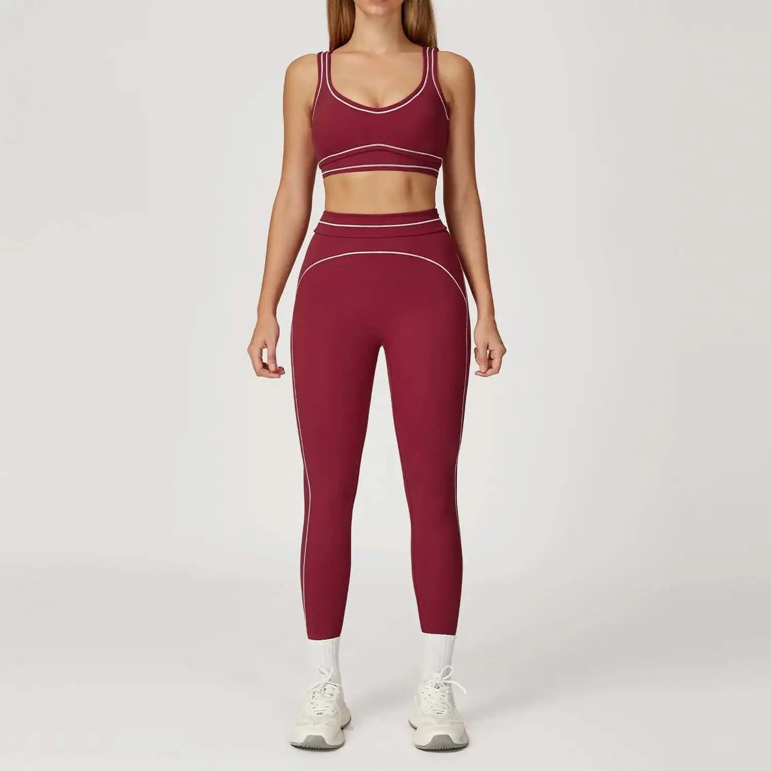 LUXEHAEVEN Contrast-color Brushed Yoga Set With Dual Shoulder Straps LuxeHaeven
