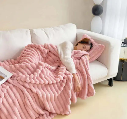 LUXEHAEVEN Soft Wind Bubble Velvet Blanket Warm Solid Rabbit Fur Blankets Double-sided Thickening Cover Throw Warm Fur Blanket LuxeHaeven