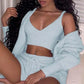 LUXEHAEVEN 3pcs Womens Clothing Long Sleeve Crop Tank Top And Drawstring Shorts Pajama Set LuxeHaeven