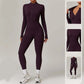 LUXEHAEVEN Warm Zipper Long-sleeved Jumpsuit Yoga Fitness Sports Pants Breathable Bodysuit Women&