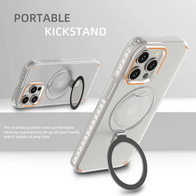 LUXEHAEVEN Colorful Magnetic Bracket Phone Case With Holder Stand Cover For Magesafe Magnetic Transparent Wireless Charge Case For Phone LuxeHaeven