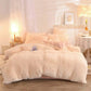 LUXEHAEVEN Luxury Thick Fleece Duvet Cover Queen King Winter Warm Bed Quilt Cover Pillowcase Fluffy Plush Shaggy Bedclothes Bedding Set Winter Body Keep Warm LuxeHaeven
