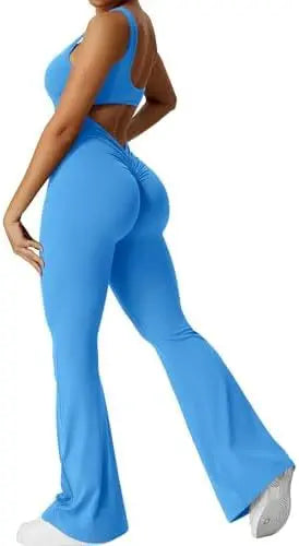 LUXEHAEVEN Women Sleeveless Flare Jumpsuits Fitness Yoga Long Pants LuxeHaeven