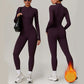 LUXEHAEVEN Warm Zipper Long-sleeved Jumpsuit Yoga Fitness Sports Pants Breathable Bodysuit Women&