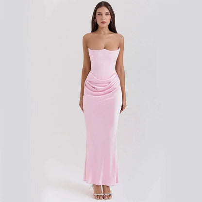 LUXEHAEVEN Slim Tube Top Long Dress Sexy Fashion Bandeau Backless Party Evening Dresses For Women Clothing LuxeHaeven