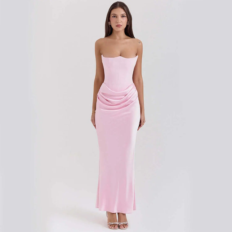 LUXEHAEVEN Slim Tube Top Long Dress Sexy Fashion Bandeau Backless Party Evening Dresses For Women Clothing LuxeHaeven