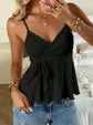 LUXEHAEVEN Womens Wave-Edged Lace-Up Tank Top Slimming Outerwear Sleeveless LuxeHaeven