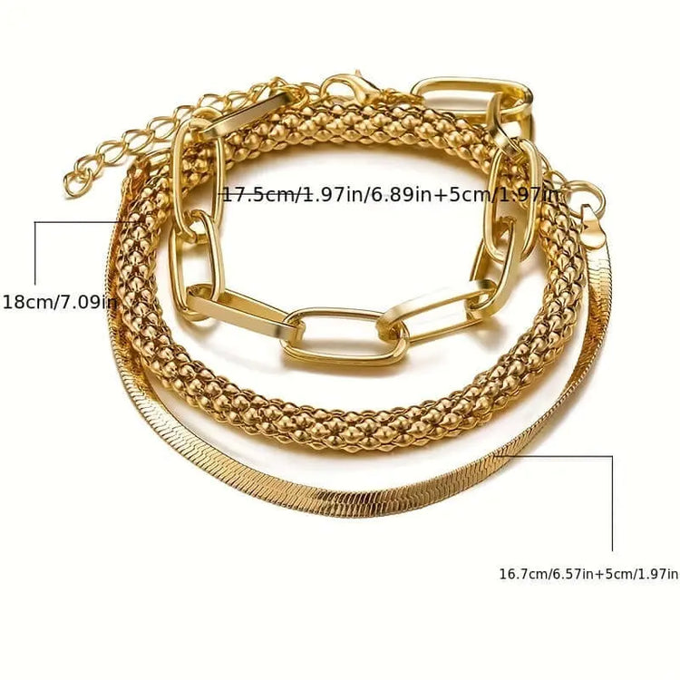 LUXEHAEVEN Multi-Layer Chain Bracelet Set