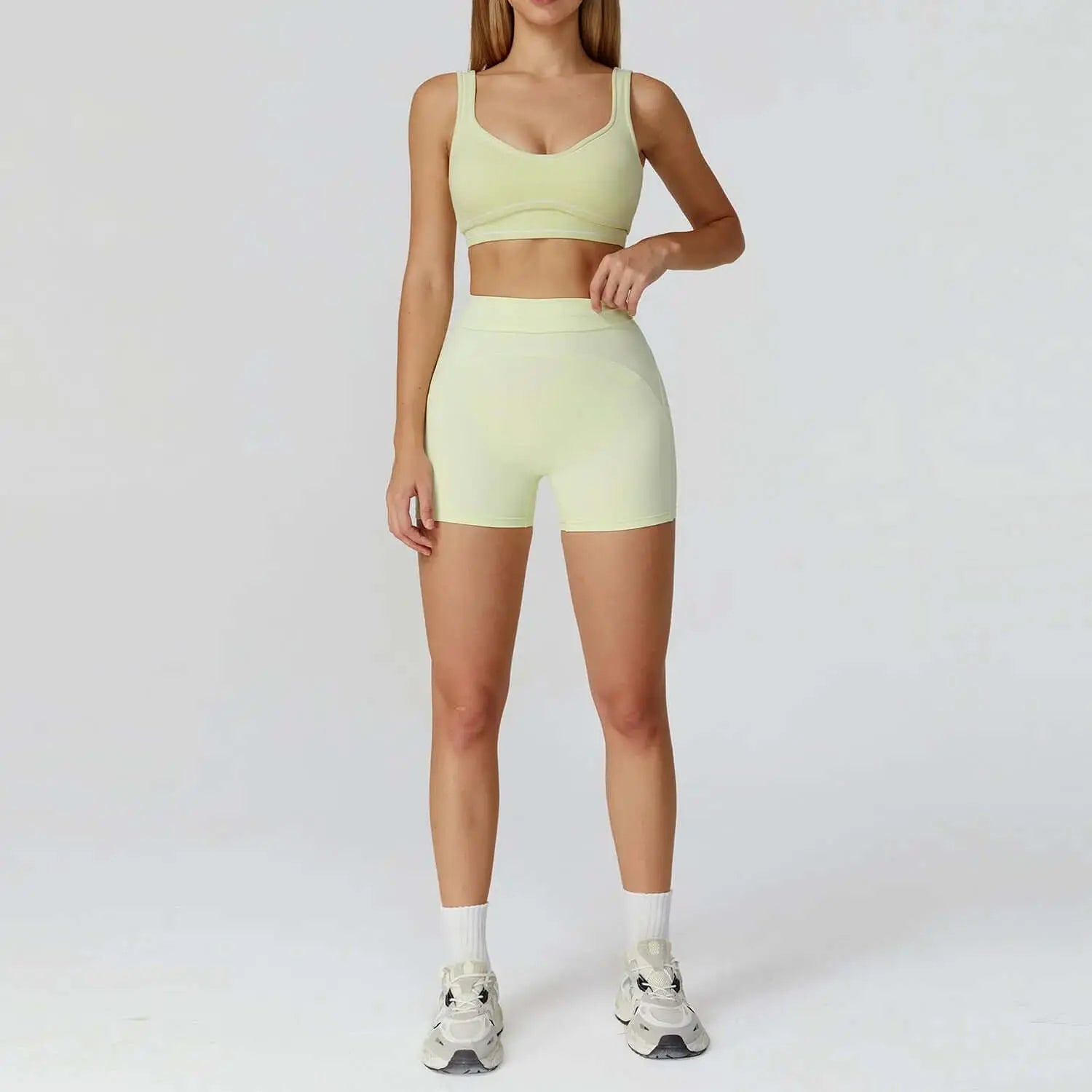 LUXEHAEVEN Contrast Color Brushed Yoga Suit Double-shoulder Strap High-grade Sports Workout Clothes LuxeHaeven