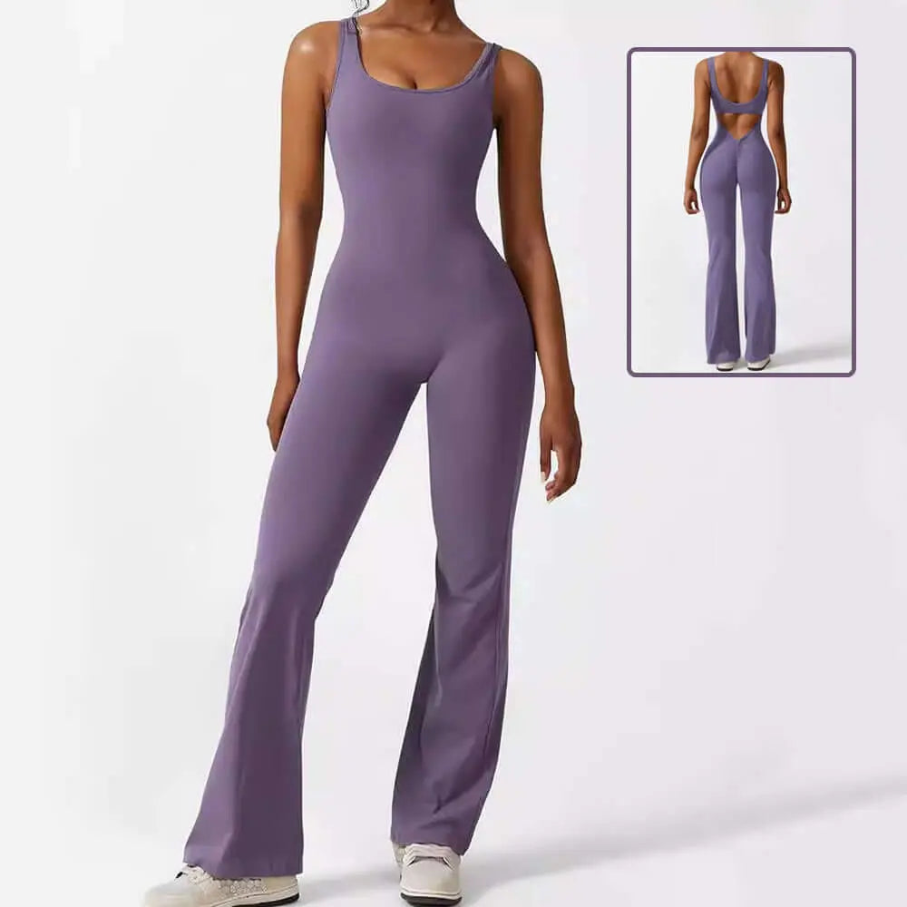 LUXEHAEVEN Women Sleeveless Flare Jumpsuits Fitness Yoga Long Pants LuxeHaeven