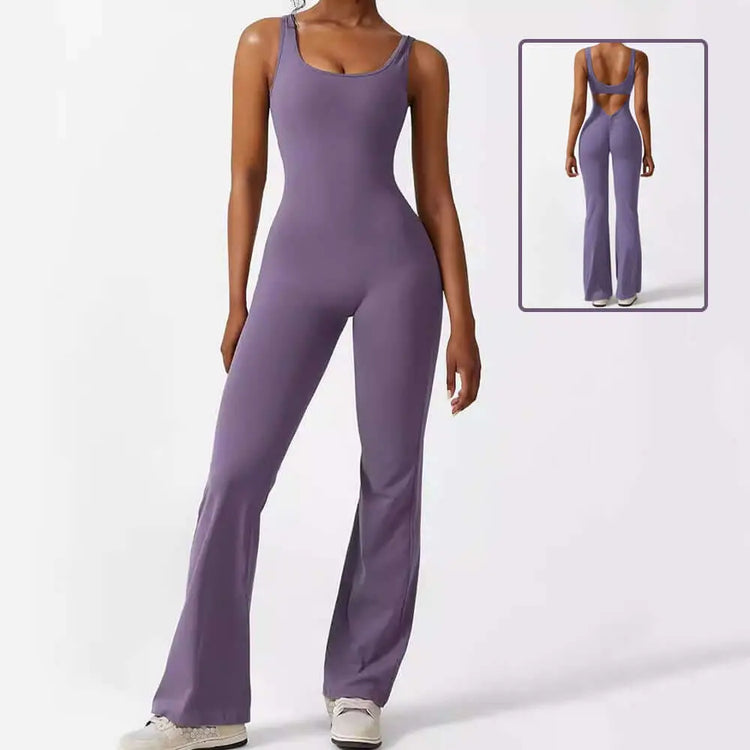LUXEHAEVEN Women Sleeveless Flare Jumpsuits Fitness Yoga Long Pants LuxeHaeven