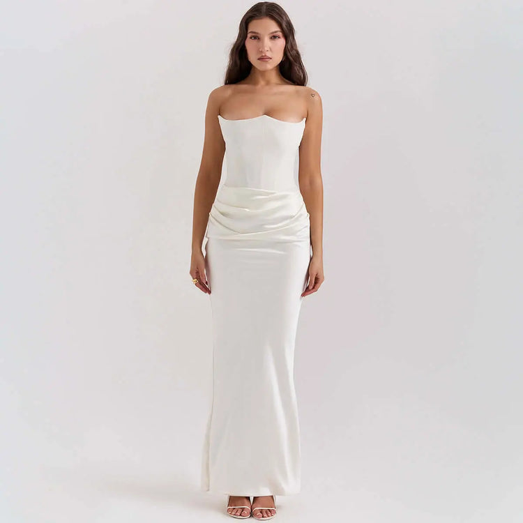 LUXEHAEVEN Slim Tube Top Long Dress Sexy Fashion Bandeau Backless Party Evening Dresses For Women Clothing LuxeHaeven