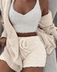 LUXEHAEVEN 3pcs Womens Clothing Long Sleeve Crop Tank Top And Drawstring Shorts Pajama Set LuxeHaeven