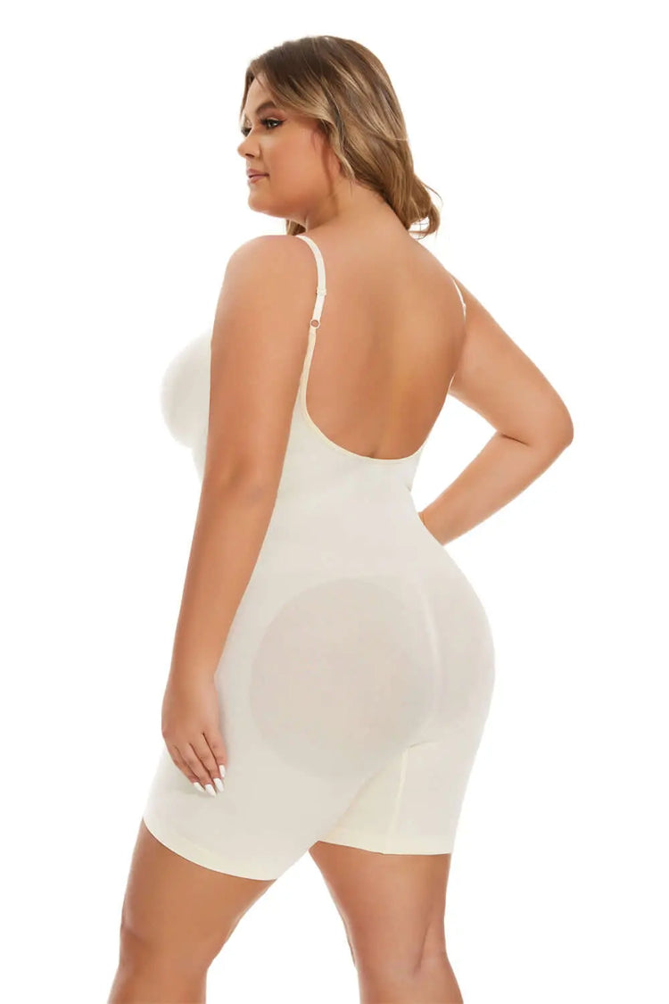 LUXEHAEVEN Simple Waist Fitted Belly Contracting And Hip Lifting Exposed Back Beauty Back Boxer Jumpsuit LuxeHaeven