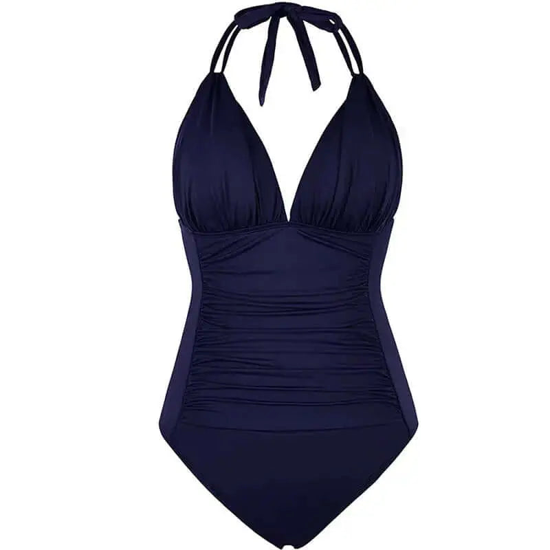 LUXEHAEVEN Multi-colored Ruffled Trim Figure-hugging Backless One-piece Swimsuit LuxeHaeven