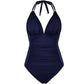 LUXEHAEVEN Multi-colored Ruffled Trim Figure-hugging Backless One-piece Swimsuit LuxeHaeven