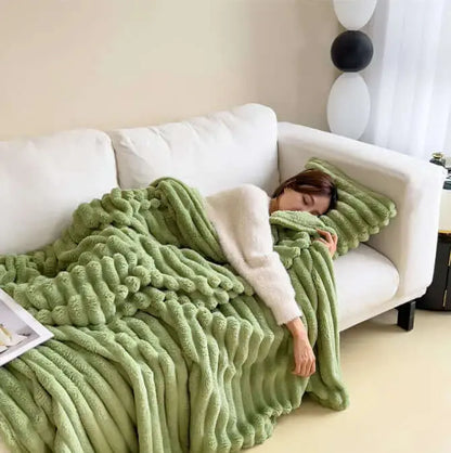 LUXEHAEVEN Soft Wind Bubble Velvet Blanket Warm Solid Rabbit Fur Blankets Double-sided Thickening Cover Throw Warm Fur Blanket LuxeHaeven
