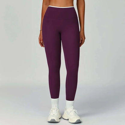LUXEHAEVEN Nude-Feel Yoga Pants High-Waist Contrasting Color Quick-Dry Trousers LuxeHaeven