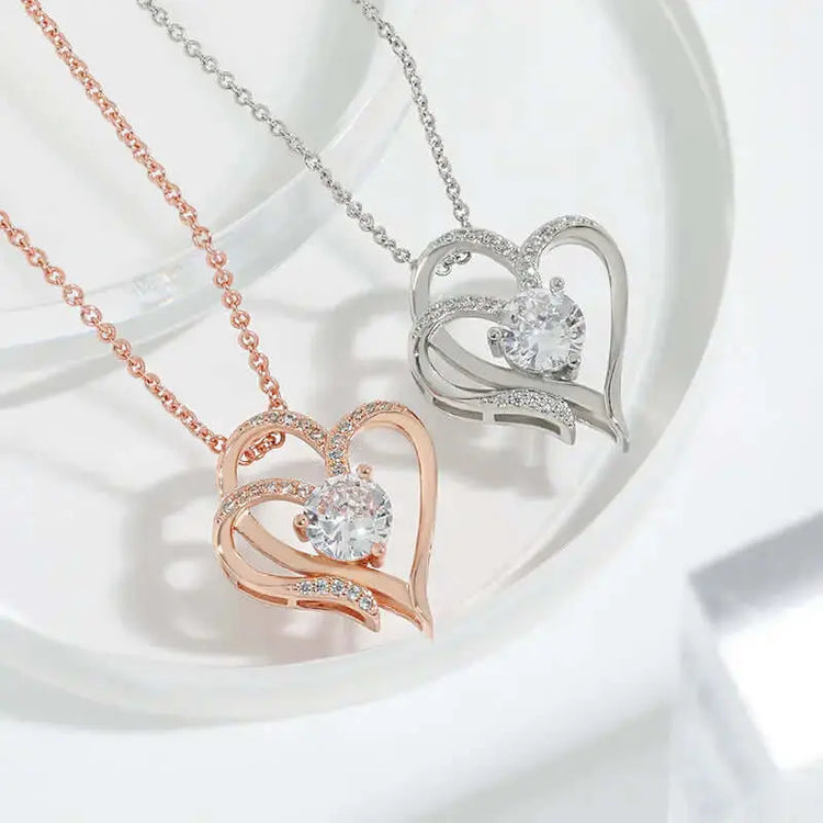 LUXEHAEVEN Necklace With Rhinestones Ins Personalized Heart-shaped Necklace Clavicle Chain Jewelry For Women LuxeHaeven