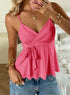 LUXEHAEVEN Womens Wave-Edged Lace-Up Tank Top Slimming Outerwear Sleeveless LuxeHaeven
