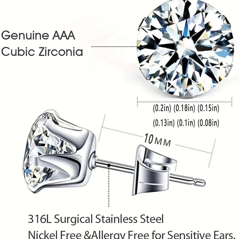 LUXEHAEVEN Sparkling Titanium Steel Earrings