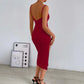 LUXEHAEVEN Strapless Sheath Dress With Open Back And Side Slit LuxeHaeven