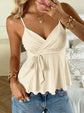 LUXEHAEVEN Womens Wave-Edged Lace-Up Tank Top Slimming Outerwear Sleeveless LuxeHaeven