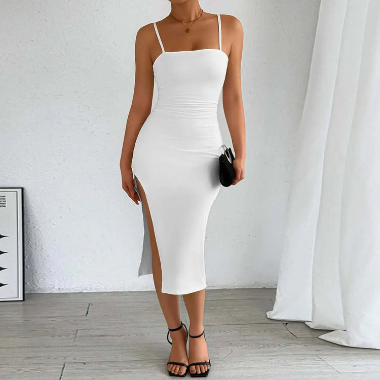 LUXEHAEVEN Strapless Sheath Dress With Open Back And Side Slit LuxeHaeven