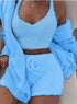 LUXEHAEVEN 3pcs Womens Clothing Long Sleeve Crop Tank Top And Drawstring Shorts Pajama Set LuxeHaeven