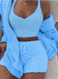 LUXEHAEVEN 3pcs Womens Clothing Long Sleeve Crop Tank Top And Drawstring Shorts Pajama Set LuxeHaeven