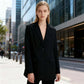 LUXEHAEVEN Womens Versatile Single-Breasted V-Neck Long-Sleeve Blazer LuxeHaeven