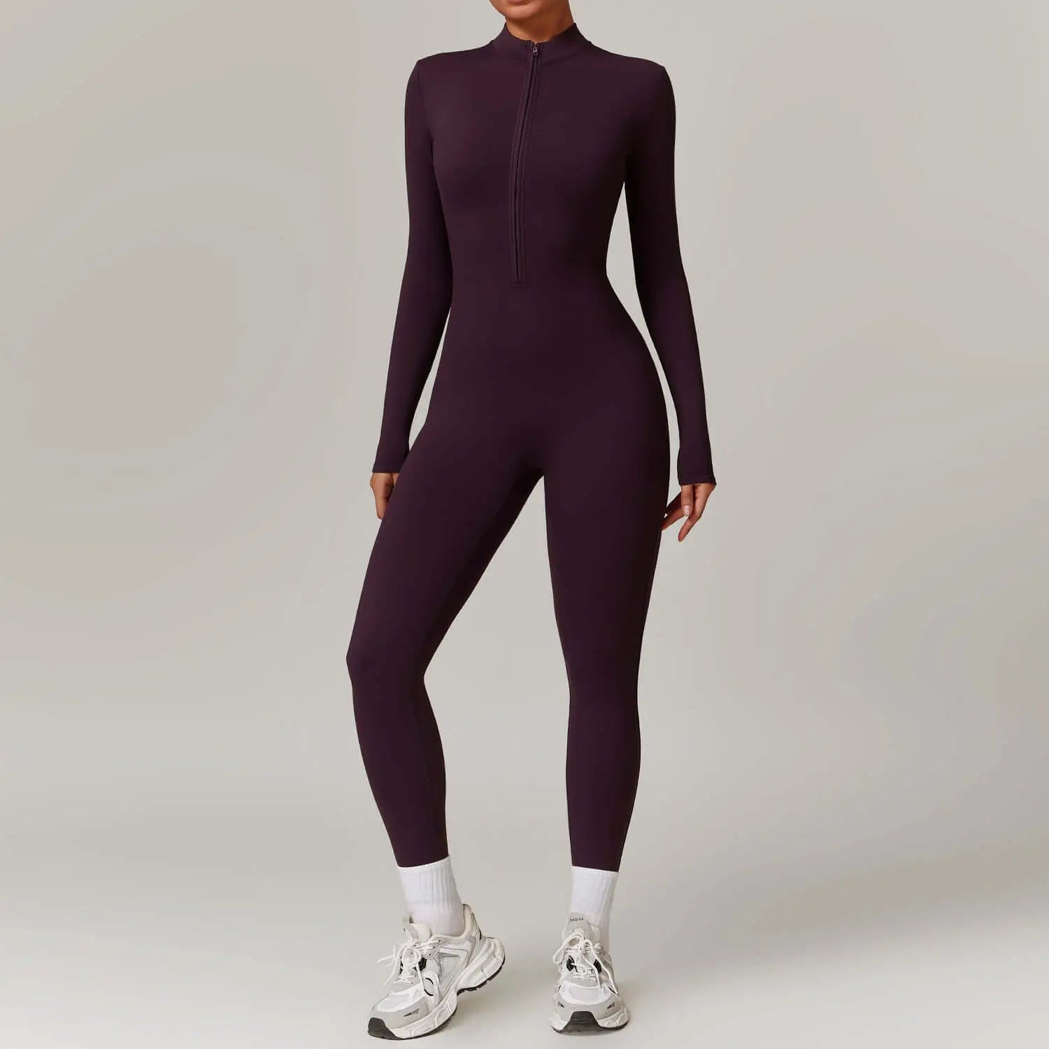 LUXEHAEVEN Warm Zipper Long-sleeved Jumpsuit Yoga Fitness Sports Pants Breathable Bodysuit Women&