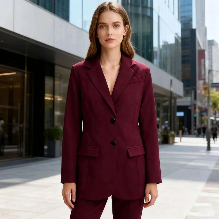 LUXEHAEVEN Womens Versatile Single-Breasted V-Neck Long-Sleeve Blazer LuxeHaeven