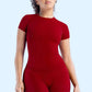 LUXEHAEVEN Figure-flattering Seamless Knit Short-sleeve Top For Fitness And Yoga LuxeHaeven