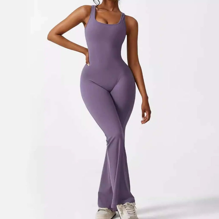 LUXEHAEVEN Women Sleeveless Flare Jumpsuits Fitness Yoga Long Pants LuxeHaeven