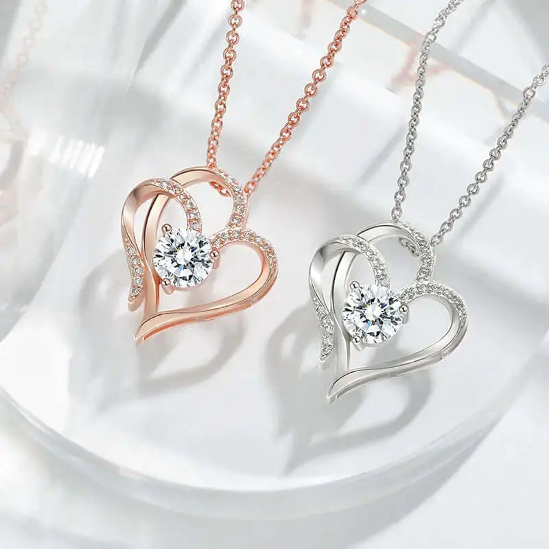 LUXEHAEVEN Necklace With Rhinestones Ins Personalized Heart-shaped Necklace Clavicle Chain Jewelry For Women LuxeHaeven