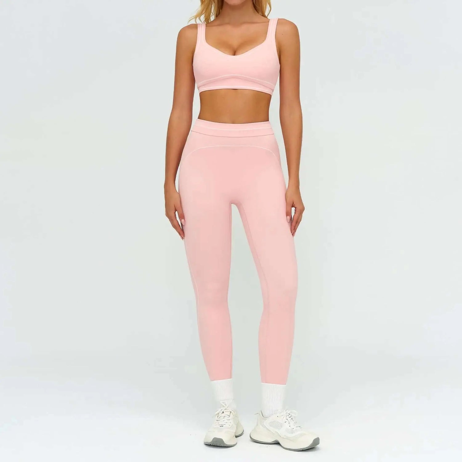 LUXEHAEVEN Contrast-color Brushed Yoga Set With Dual Shoulder Straps LuxeHaeven