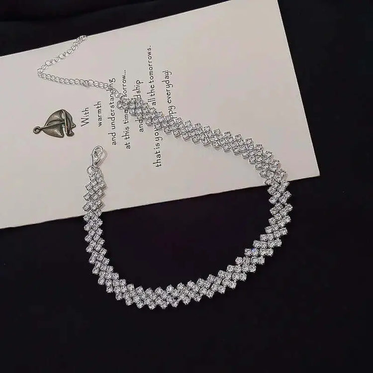 LUXEHAEVEN Full Rhinestone Necklace Necklace Clavicle Chain Necklace LuxeHaeven